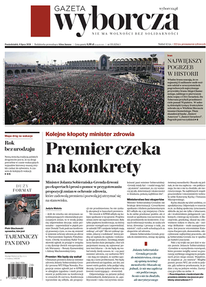 Prima pagina Gazeta Wyborcza di oggi - Quotidiano estero