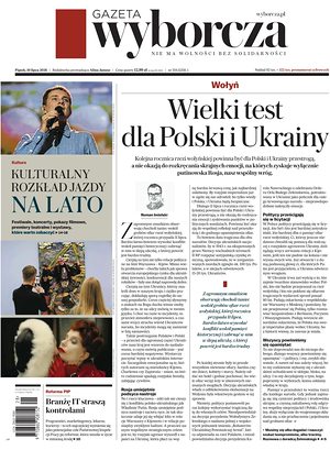 Prima pagina Gazeta Wyborcza di oggi - Quotidiano estero