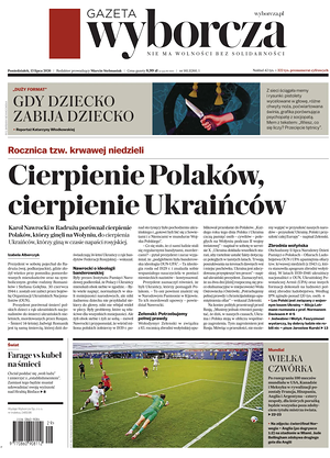 Prima pagina Gazeta Wyborcza di oggi - Quotidiano estero
