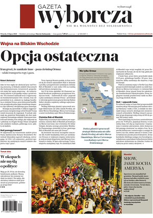 Prima pagina Gazeta Wyborcza di oggi - Quotidiano estero