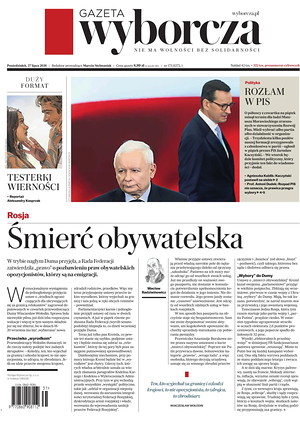 Prima pagina Gazeta Wyborcza di oggi - Quotidiano estero