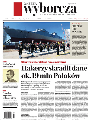 Prima pagina Gazeta Wyborcza di oggi - Quotidiano estero