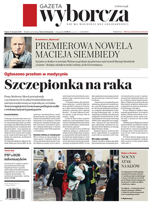 Prima pagina Gazeta Wyborcza di oggi - Quotidiano estero