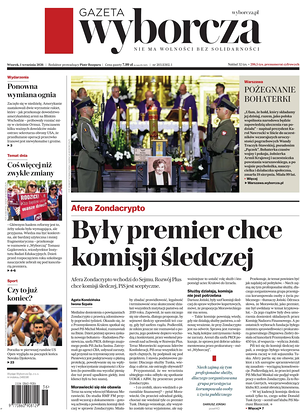 Prima pagina Gazeta Wyborcza di oggi - Quotidiano estero