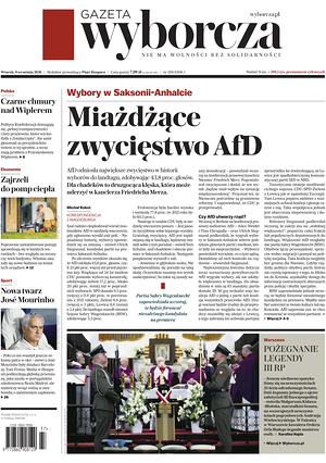 Prima pagina Gazeta Wyborcza di oggi - Quotidiano estero
