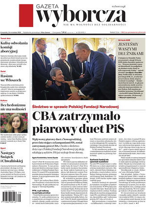 Prima pagina Gazeta Wyborcza di oggi - Quotidiano estero
