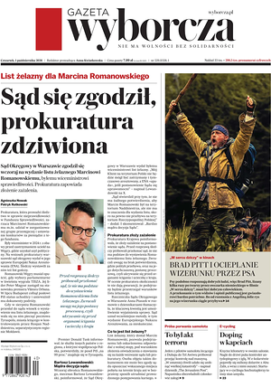 Prima pagina Gazeta Wyborcza di oggi - Quotidiano estero