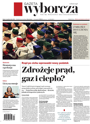 Prima pagina Gazeta Wyborcza di oggi - Quotidiano estero