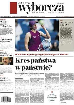 Prima pagina Gazeta Wyborcza di oggi - Quotidiano estero
