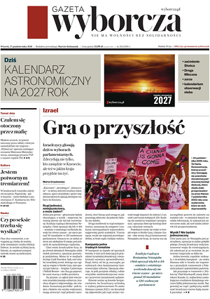 Prima pagina Gazeta Wyborcza di oggi - Quotidiano estero