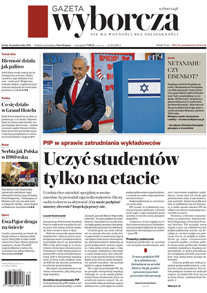Prima pagina Gazeta Wyborcza di oggi - Quotidiano estero