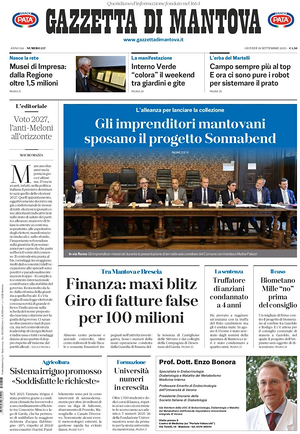 Prima pagina Gazzetta di Mantova di oggi - Quotidiano regionale