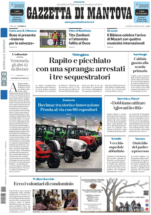 Prima pagina Gazzetta di Mantova di oggi - Quotidiano regionale