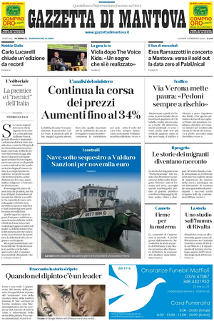 Prima pagina Gazzetta di Mantova di oggi - Quotidiano regionale