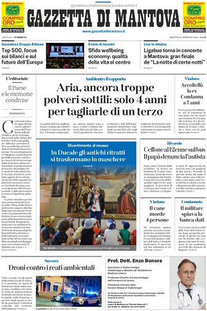 Prima pagina Gazzetta di Mantova di oggi - Quotidiano regionale