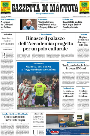 Prima pagina Gazzetta di Mantova di oggi - Quotidiano regionale