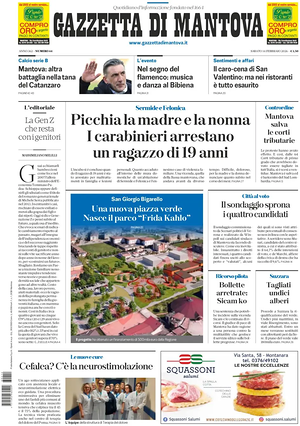 Prima pagina Gazzetta di Mantova di oggi - Quotidiano regionale
