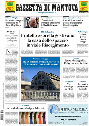 Prima pagina Gazzetta di Mantova di oggi - Quotidiano regionale