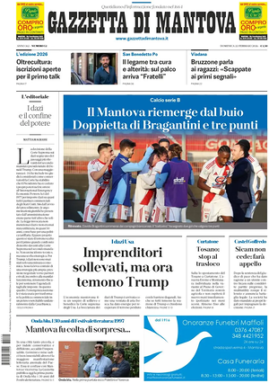 Prima pagina Gazzetta di Mantova di oggi - Quotidiano regionale