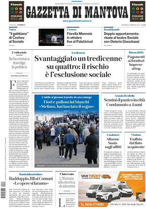 Prima pagina Gazzetta di Mantova di oggi - Quotidiano regionale