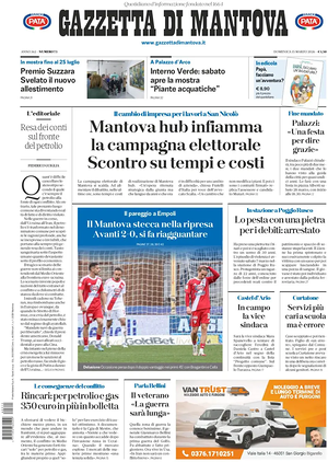 Prima pagina Gazzetta di Mantova di oggi - Quotidiano regionale