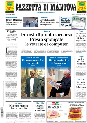 Prima pagina Gazzetta di Mantova di oggi - Quotidiano regionale