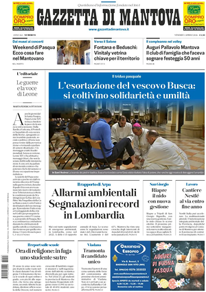 Prima pagina Gazzetta di Mantova di oggi - Quotidiano regionale