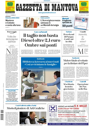 Prima pagina Gazzetta di Mantova di oggi - Quotidiano regionale