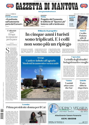 Prima pagina Gazzetta di Mantova di oggi - Quotidiano regionale