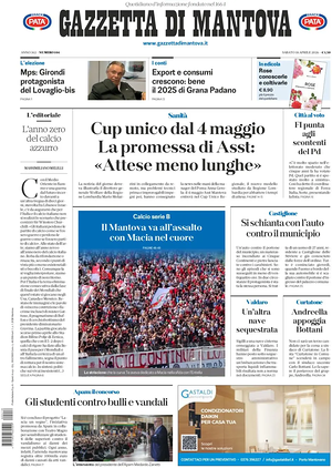 Prima pagina Gazzetta di Mantova di oggi - Quotidiano regionale