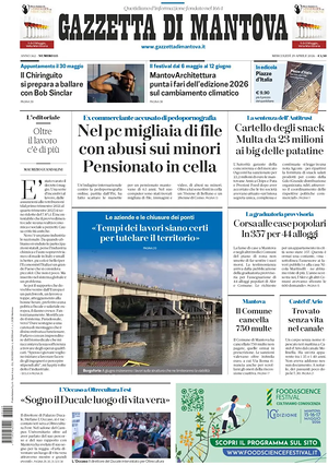 Prima pagina Gazzetta di Mantova di oggi - Quotidiano regionale