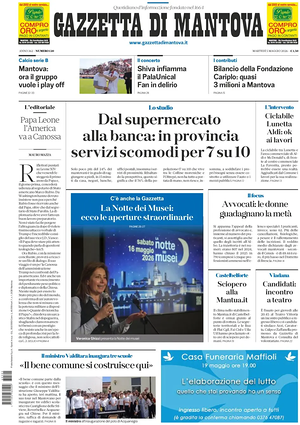 Prima pagina Gazzetta di Mantova di oggi - Quotidiano regionale