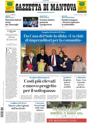 Prima pagina Gazzetta di Mantova di oggi - Quotidiano regionale
