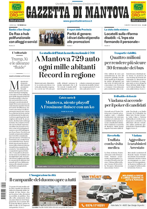 Prima pagina Gazzetta di Mantova di oggi - Quotidiano regionale