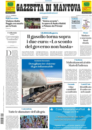 Prima pagina Gazzetta di Mantova di oggi - Quotidiano regionale