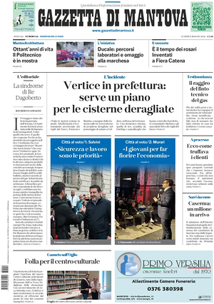 Prima pagina Gazzetta di Mantova di oggi - Quotidiano regionale