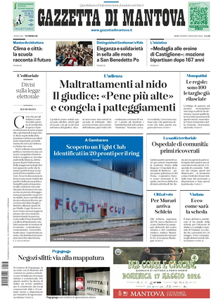 Prima pagina Gazzetta di Mantova di oggi - Quotidiano regionale
