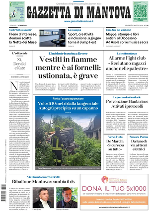 Prima pagina Gazzetta di Mantova di oggi - Quotidiano regionale