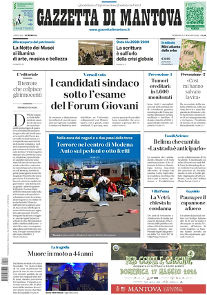 Prima pagina Gazzetta di Mantova di oggi - Quotidiano regionale