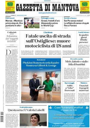 Prima pagina Gazzetta di Mantova di oggi - Quotidiano regionale