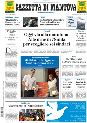 Prima pagina Gazzetta di Mantova di oggi - Quotidiano regionale