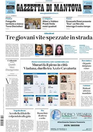 Prima pagina Gazzetta di Mantova di oggi - Quotidiano regionale
