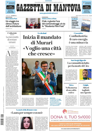 Prima pagina Gazzetta di Mantova di oggi - Quotidiano regionale
