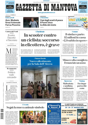 Prima pagina Gazzetta di Mantova di oggi - Quotidiano regionale