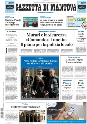 Prima pagina Gazzetta di Mantova di oggi - Quotidiano regionale