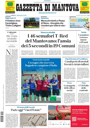 Prima pagina Gazzetta di Mantova di oggi - Quotidiano regionale