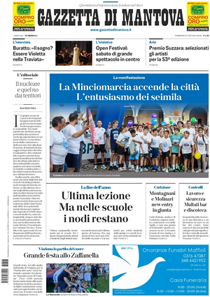 Prima pagina Gazzetta di Mantova di oggi - Quotidiano regionale
