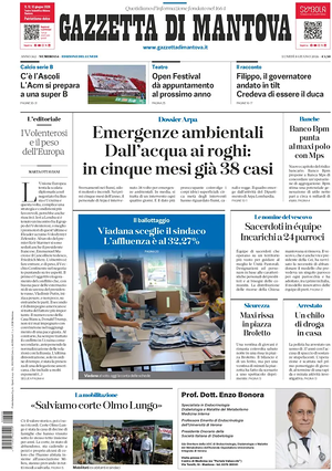 Prima pagina Gazzetta di Mantova di oggi - Quotidiano regionale