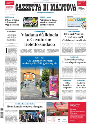 Prima pagina Gazzetta di Mantova di oggi - Quotidiano regionale