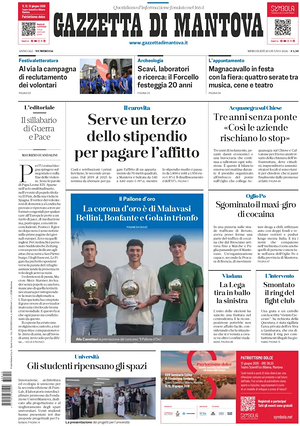 Prima pagina Gazzetta di Mantova di oggi - Quotidiano regionale
